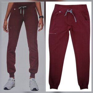 Figs Zamora Jogger Scrub Pants Women's Size Small Tall Burgundy